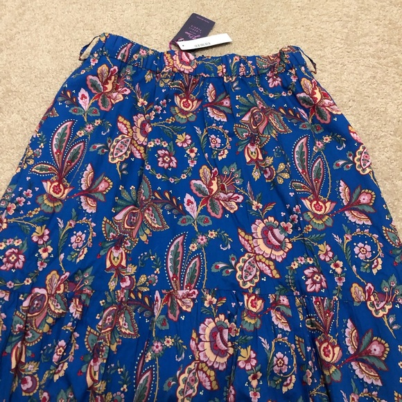 NWT J. Crew Blue Floral High-Low Midi Skirt - Picture 3 of 4